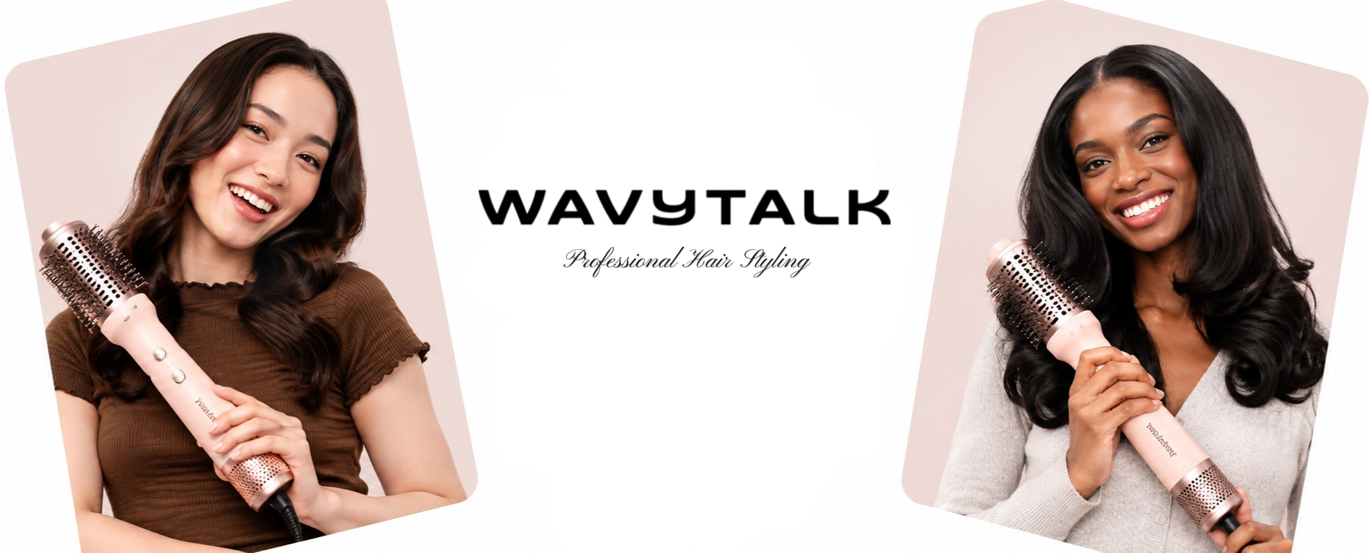 Wavytalk hair styling tools showcased by two women for professional hair styling