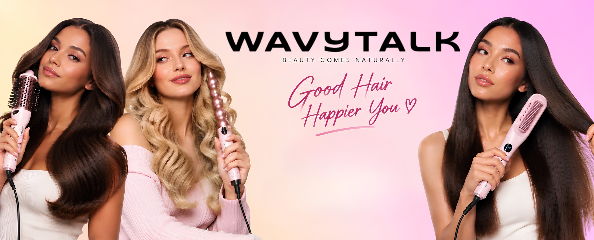 WavyTalk hair styling tools with women creating salon-style hairstyles at home